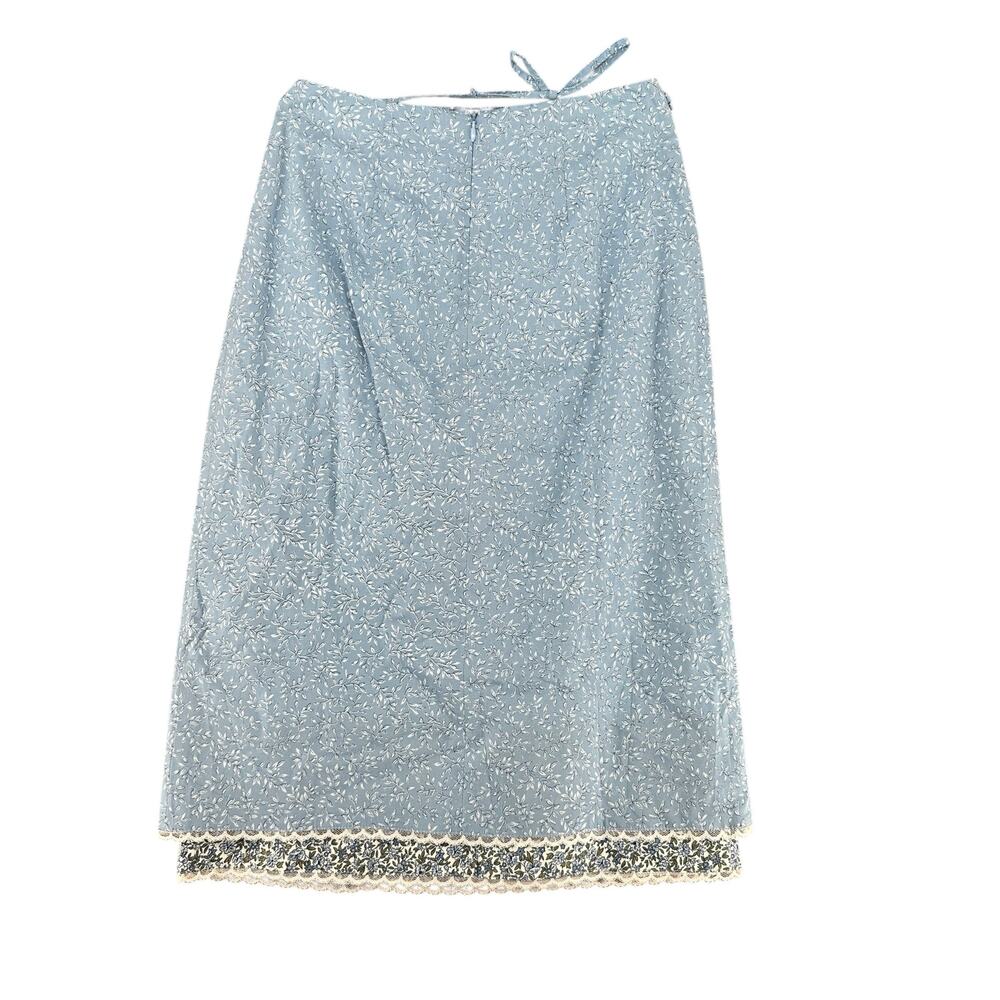 Vintage Y2K Robins Egg Blue Floral Prairie Cottage Midi Skirt Paradox 2 - 4